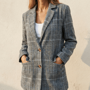 Relaxed Fit Plaid Lapel Blazer for Women Tailored to Flatter