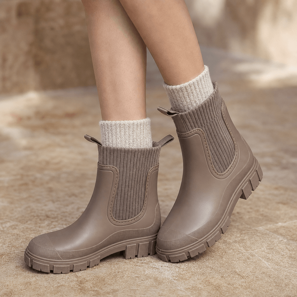 Puddlestep Women's Elastic Collar PVC Ankle Winter Boots