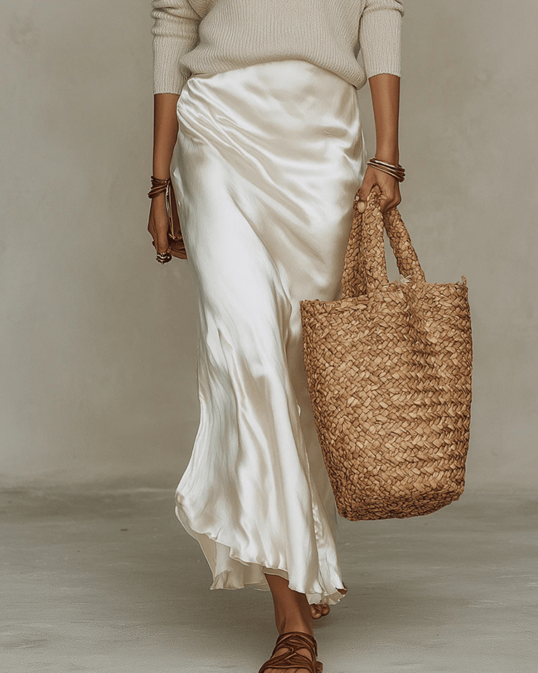 Niketa Satin Two-Piece Maxi Women's Occasion Dress with Flowing Sleeves