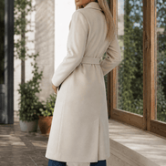 Adele-Grace Women's Belted Double-Breasted Winter Coat with Notched Lapels