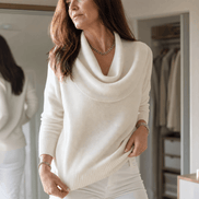 Women's Cowl Neck Knitted Jumper with Drape Detail