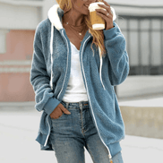 Wendy Oversized Zip-Up Fleece Hoodie with Sherpa Lined Hood