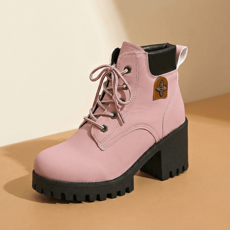Chunky Platform Lace-Up Combat Boots for Women in Winter