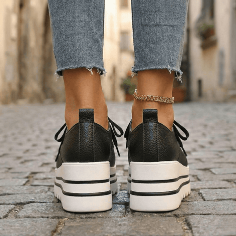 Elara Lace-Up Platform Oxford Faux Leather Comfort Shoes for Women