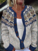 Harper Fair Isle Knitted Cardigan with Button Front