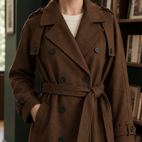 Audrina-June Women's Belted Double-Breasted Cashmere Winter Coat