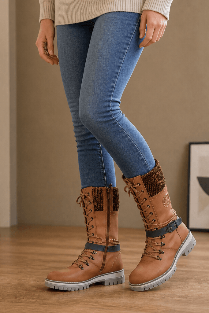 Corinne Knee-High Side-Zip Winter Boots in Faux Leather for Women