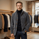 Men's Corduroy Jacket with Structured Collar for Casual Wear