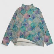 Selah Tie-Dye Turtleneck Women's Knitted Jumper with Metallic Print