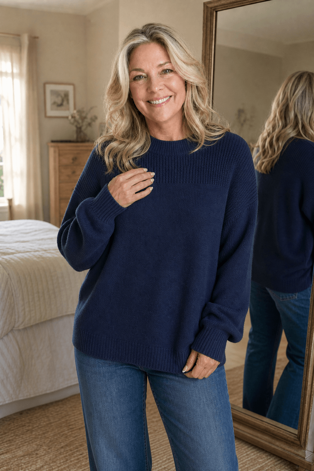 Women's Ribbed Dropped-Shoulder Oversized Knitted Jumper