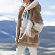 Keithy Colour-Block Fleece Hooded Jacket with Zip Pockets