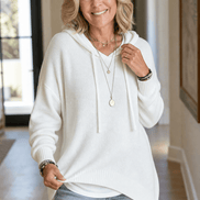 Women's Oversized Hooded Knitted Jumper with Drawstring