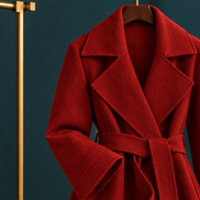 Giulia-Jane Women's Belted Wool Winter Coat with Notched Lapels and Wrap Front