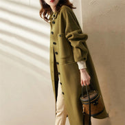 Maria Button-Front A-Line Wool-Blend Winter Coat for Women