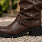 Padova Slouched Knee-High Women's Boots with Double Buckle Detail
