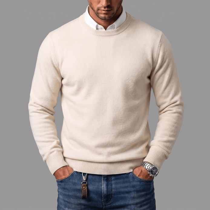 Men's Merino Wool Blend Crewneck Knit Jumper
