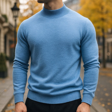 Alfie Mock Neck Mens Knit Sweater with Relaxed Fit