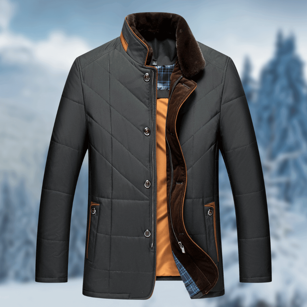 Victor Diamond Quilted Puffer Jacket with Fur Collar for Men