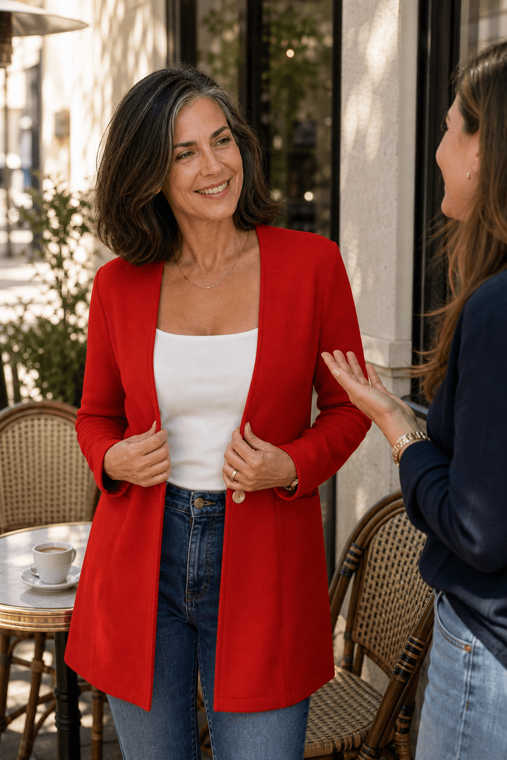 Linevalle V-Neck Single-Button A-Line Women's Tailored Blazer in Polyester