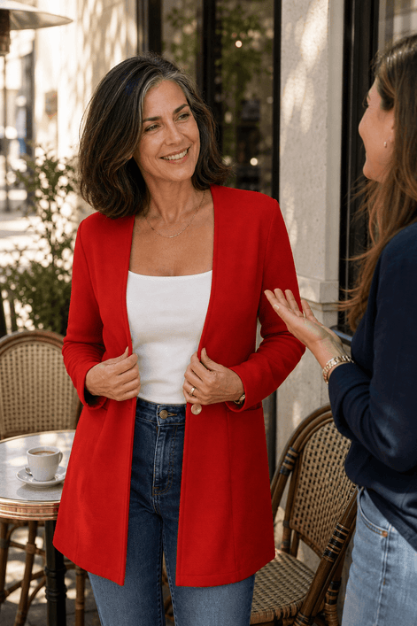 Linevalle V-Neck Single-Button A-Line Women's Tailored Blazer in Polyester