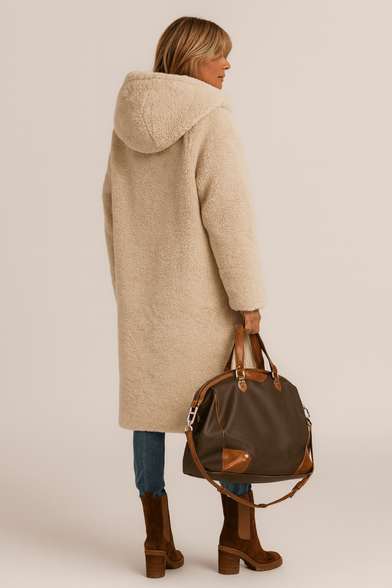 Sasha Faux Shearling-Lined Longline Winter Coat for Women
