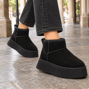Savona-Parma Suede Platform Ankle Boots for Women with Rounded Toe