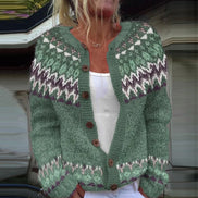 Delia Fair Isle Button-Front Knitted Cardigan for Women