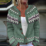 Delia Fair Isle Button-Front Knitted Cardigan for Women