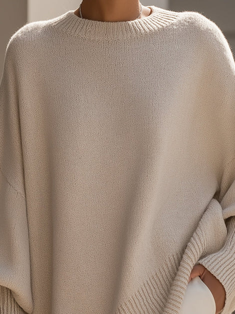 Emma Oversized Asymmetric Hem Wool Blend Women's Knitted Jumper