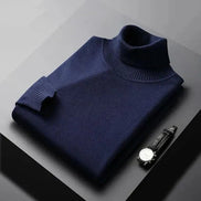 Men's Knit Turtleneck Jumper with Ribbed Collar