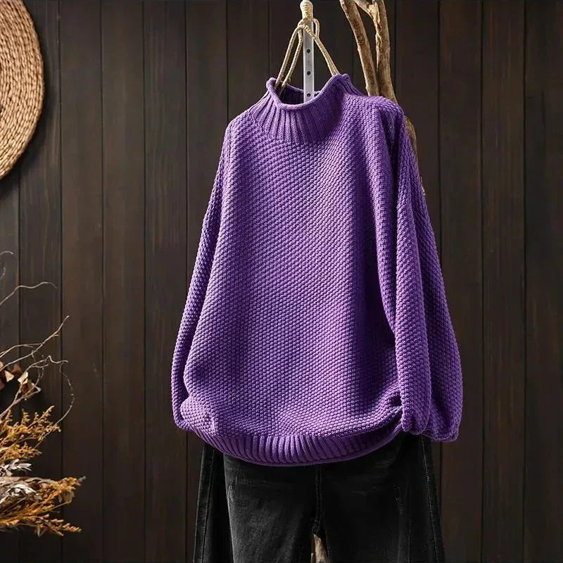 Filipa Mock-Neck Ribbed Oversized Women's Knitted Jumper
