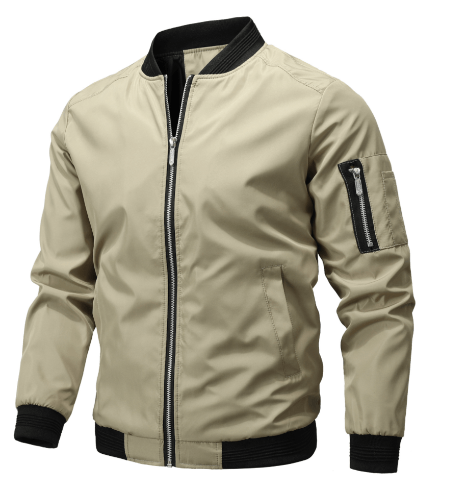 Brenner Lightweight Polyester Bomber Jacket with Zip Sleeve Pocket for Men