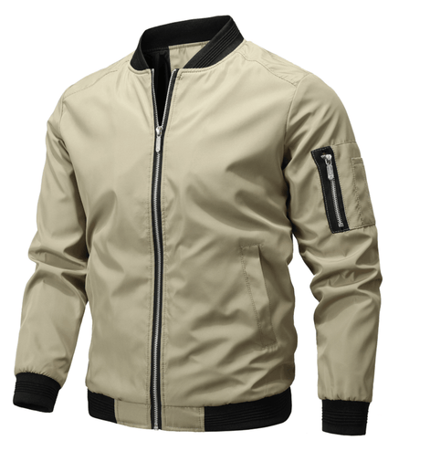 Brenner Lightweight Polyester Bomber Jacket with Zip Sleeve Pocket for Men