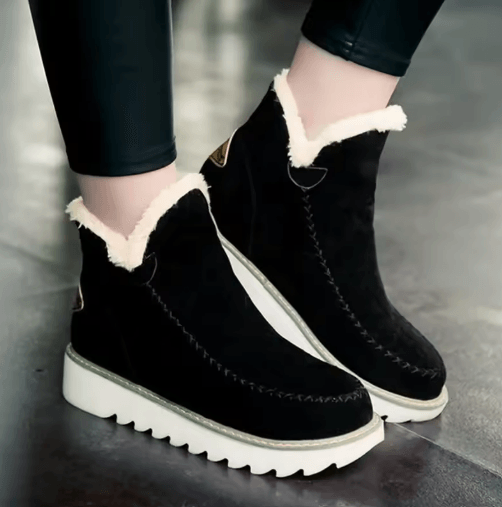 Women's Fur-Lined Suede Ankle Boots with Orthopaedic Cushioning