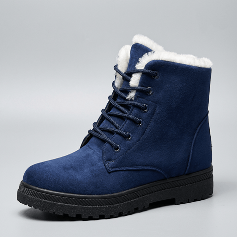 Amelia Women's Faux Suede Lace-Up Ankle Boots with Faux Fur Lining