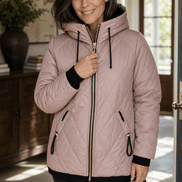 Women's Longline Hooded Quilted Puffer Jacket with Zip Front