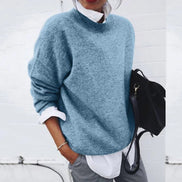 Poppy Crew Neck Knit Sweater with Relaxed Fit for Women