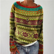 Maude Forest Print Women's Knitted Christmas Jumper with Crew Neck