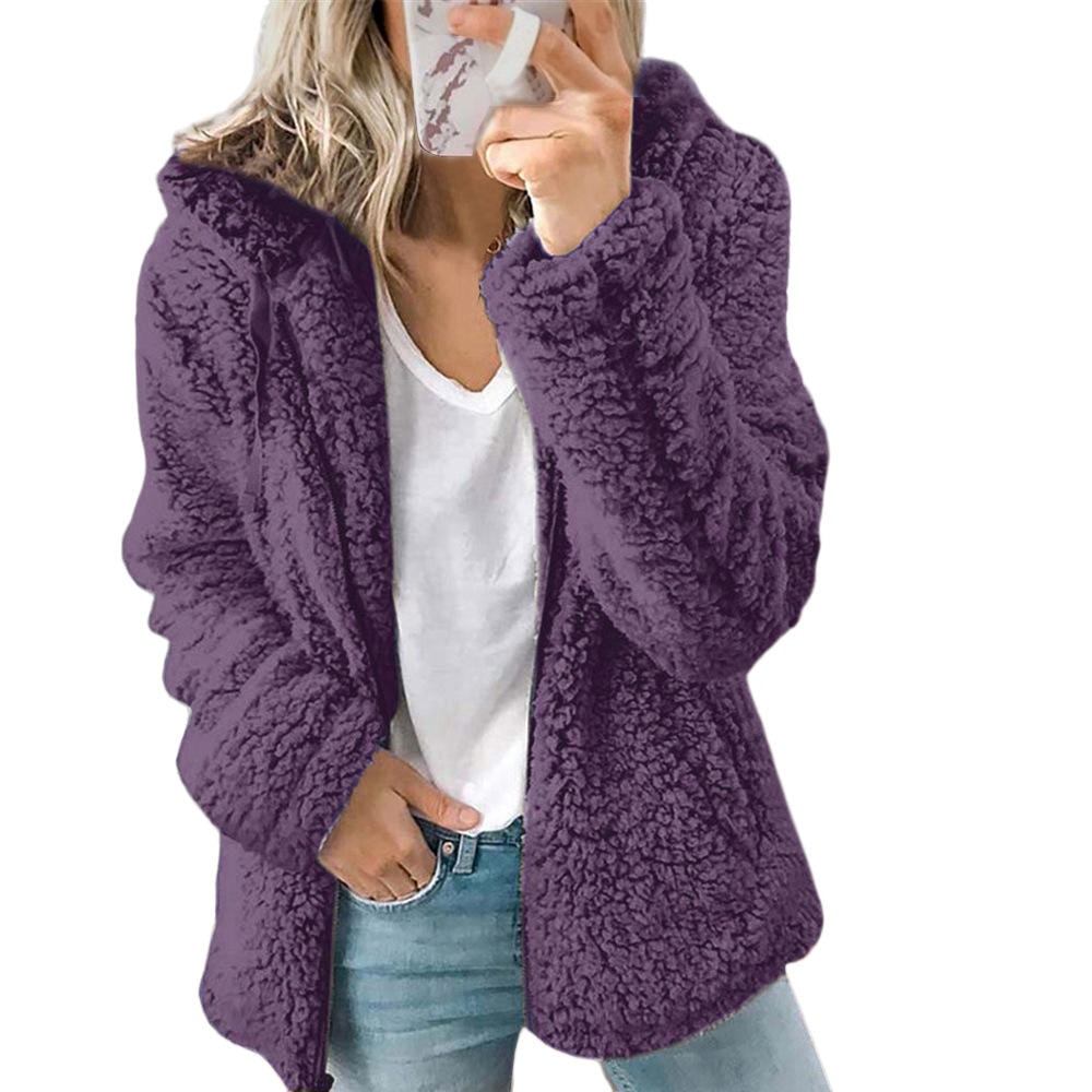 Women's Fleece Teddy Coat with Zip Pockets