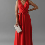Annabelle Satin Wrap Maxi Party Dress with Relaxed Fit for Christmas