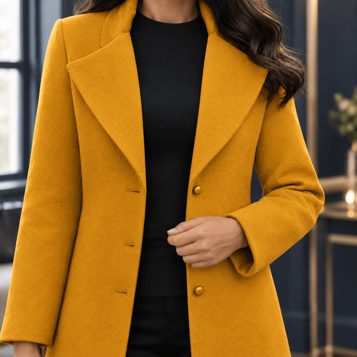 Pascaline-Rose Women's Notched Lapel Wool-Blend Winter Coat