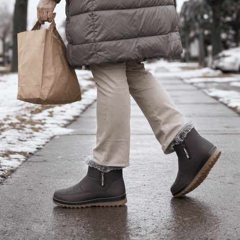 Faux Fur-Lined Waterproof Slip-On Ankle Boots for Women in Winter
