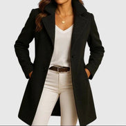 Briony Double-Breasted Notch-Lapel Women's Long Wool-Blend Winter Coat
