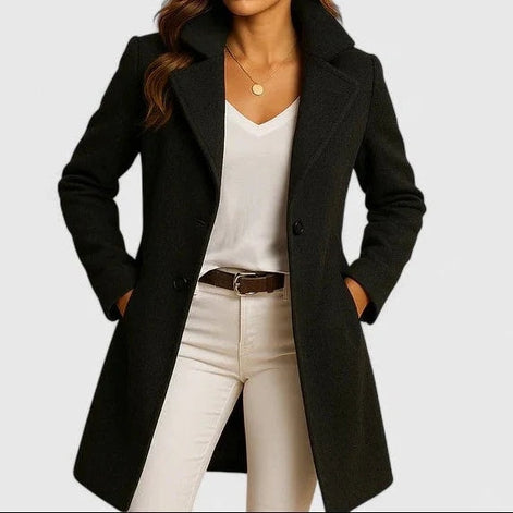 Briony Double-Breasted Notch-Lapel Women's Long Wool-Blend Winter Coat