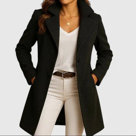 Briony Double-Breasted Notch-Lapel Women's Long Wool-Blend Winter Coat