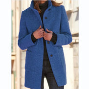 Drune Collared Wool Blend Winter Coat with Button Front for Women