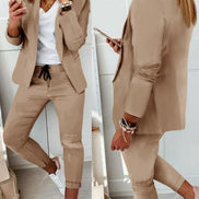 Women's Cotton Blend Blazer and Jogger Two-Piece Co-Ord Set