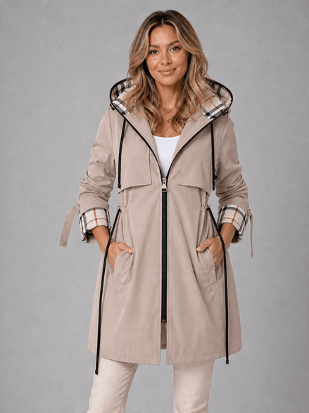 Hooded Longline Jacket with Adjustable Drawstring Waist