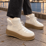 Leone-Garda Quilted Lace-Up Platform Boots for Women in Synthetic Leather
