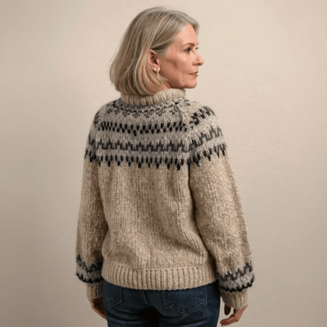 Ashley Fair Isle Hand-Knitted Wool Blend Women's Jumper with Nordic Yoke Pattern